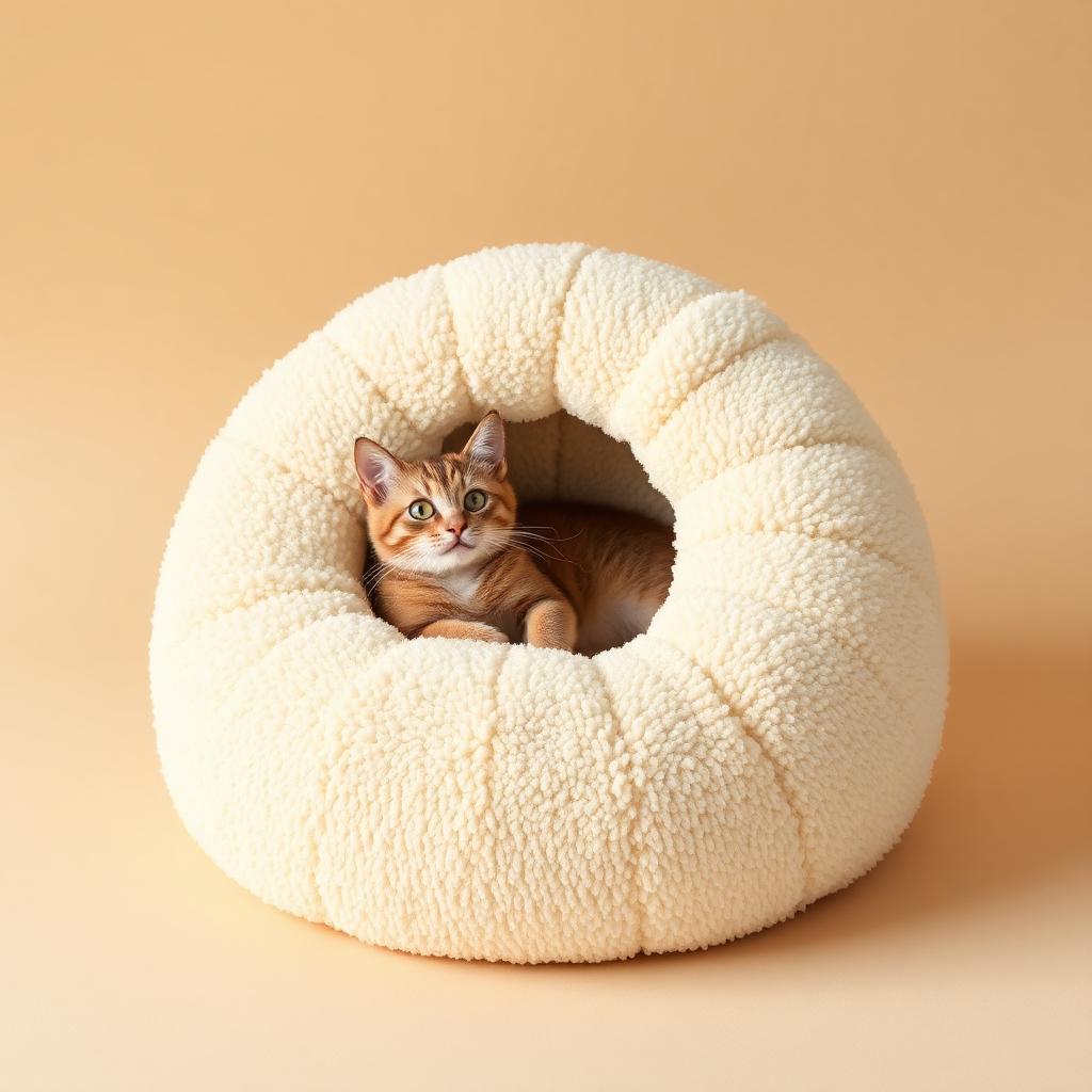 Plush Donut Cat Bed